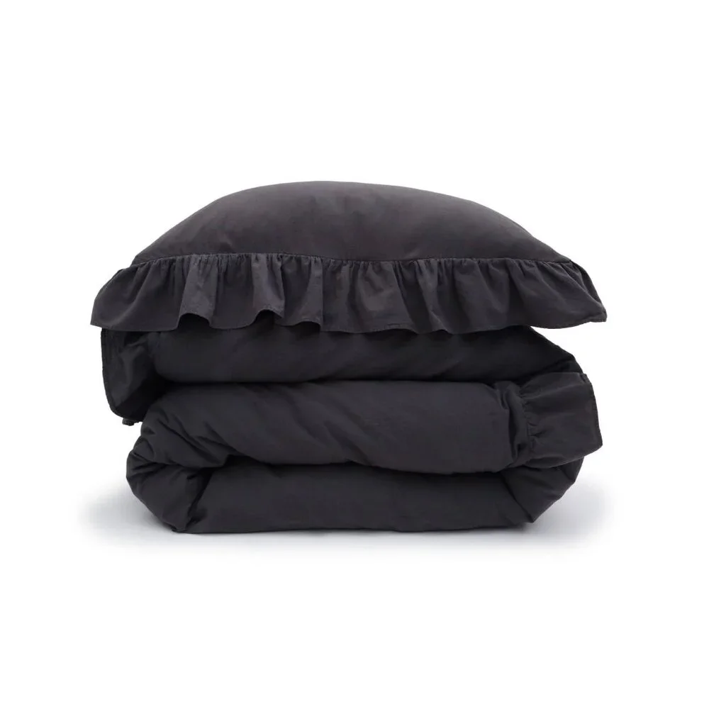POM POM at HOME Rowan Crinkled Cotton Duvet Cover Set KING Midnight NEW $345